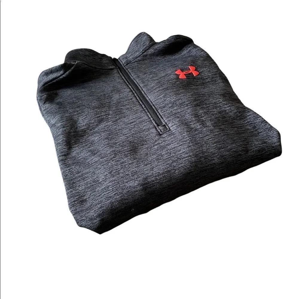 😍2/$20 Under Armour Sz S Grey & Orange Half Zip Coldgear Pullover - Picture 12 of 12